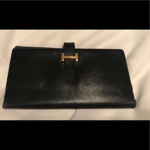 authentic black Hermes Bearn Wallet